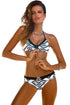 White Black Sexy Low Rise Geometric Print Bikini